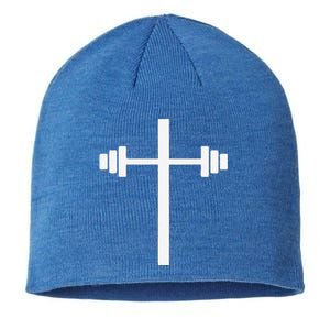 Barbell Dumbbell Cross Christian Jesus Gym Workout Lifting Sustainable Beanie