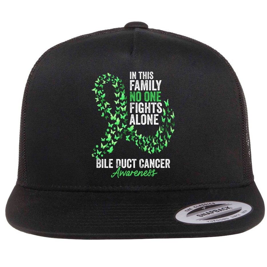 Bile Duct Cancer Awareness Month Butterflies Green Ribbon Gift Flat Bill Trucker Hat