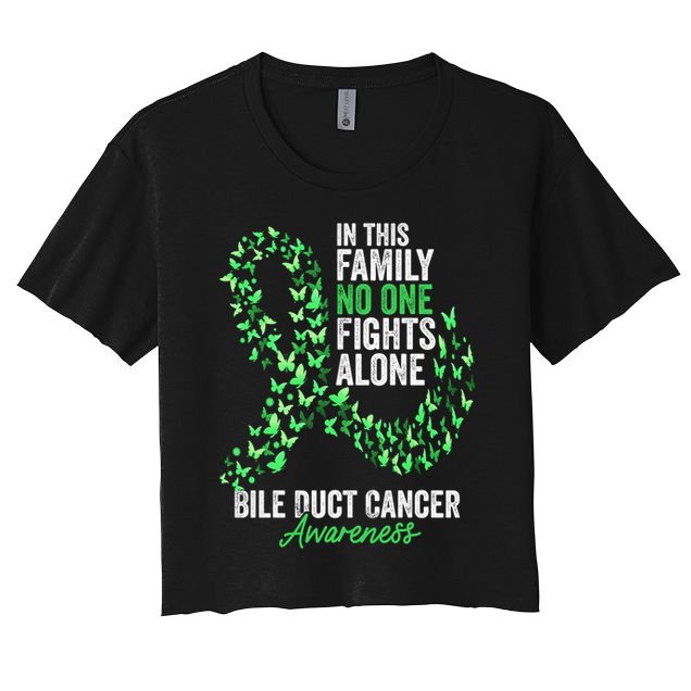 Bile Duct Cancer Awareness Month Butterflies Green Ribbon Gift Crop Top