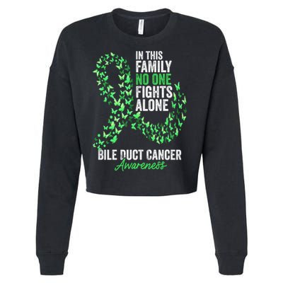 Bile Duct Cancer Awareness Month Butterflies Green Ribbon Gift Cropped Pullover Crew