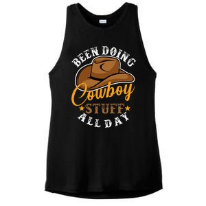 Been Doing Cowboy Stuff All Day Cowgirl Country Western Ladies PosiCharge Tri-Blend Wicking Tank