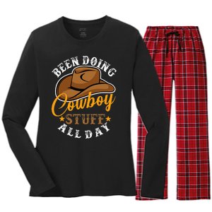 Been Doing Cowboy Stuff All Day Cowgirl Country Western Women's Long Sleeve Flannel Pajama Set 