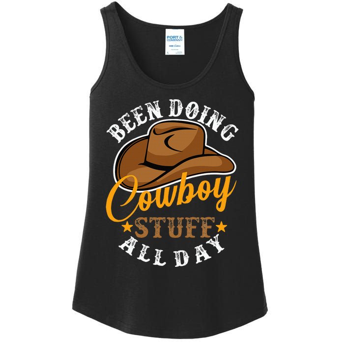 Been Doing Cowboy Stuff All Day Cowgirl Country Western Ladies Essential Tank