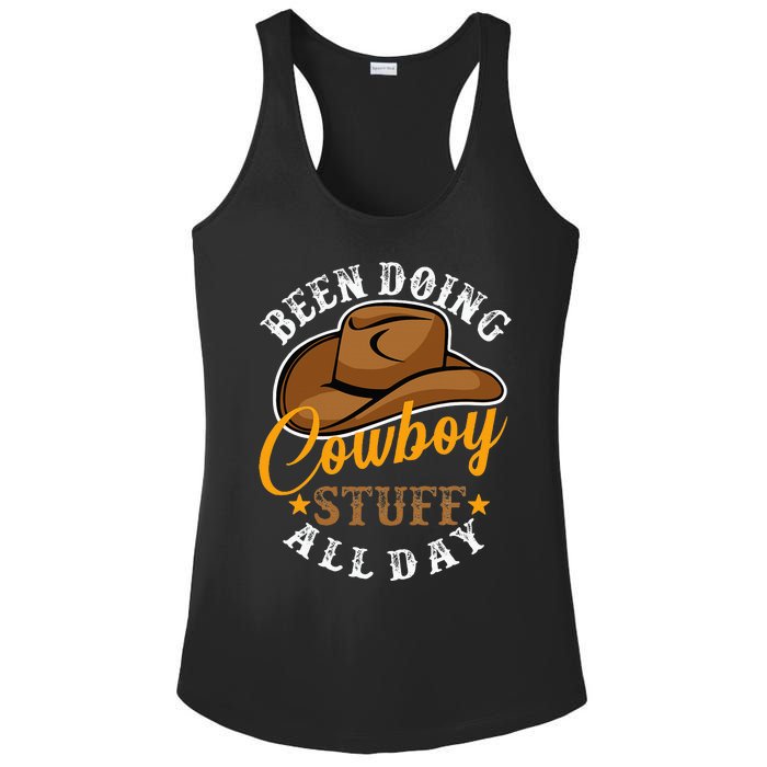 Been Doing Cowboy Stuff All Day Cowgirl Country Western Ladies PosiCharge Competitor Racerback Tank