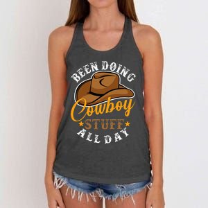 Been Doing Cowboy Stuff All Day Cowgirl Country Western Women's Knotted Racerback Tank