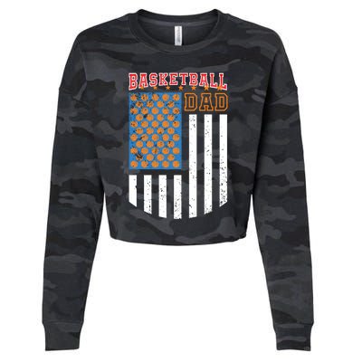 Basketball Dad Coach American Flag Sports Bball Player Daddy Gift Cropped Pullover Crew