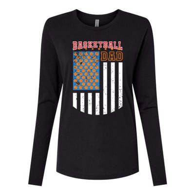 Basketball Dad Coach American Flag Sports Bball Player Daddy Gift Womens Cotton Relaxed Long Sleeve T-Shirt