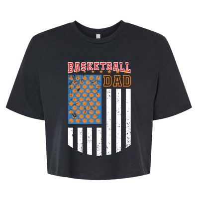 Basketball Dad Coach American Flag Sports Bball Player Daddy Gift Bella+Canvas Jersey Crop Tee