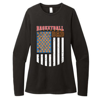 Basketball Dad Coach American Flag Sports Bball Player Daddy Gift Womens CVC Long Sleeve Shirt