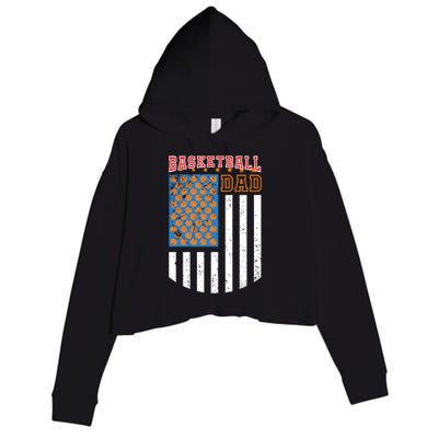 Basketball Dad Coach American Flag Sports Bball Player Daddy Gift Crop Fleece Hoodie