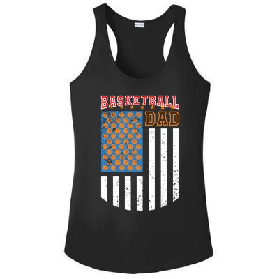 Basketball Dad Coach American Flag Sports Bball Player Daddy Gift Ladies PosiCharge Competitor Racerback Tank