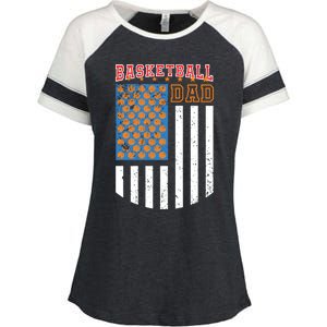 Basketball Dad Coach American Flag Sports Bball Player Daddy Gift Enza Ladies Jersey Colorblock Tee