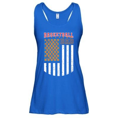 Basketball Dad Coach American Flag Sports Bball Player Daddy Gift Ladies Essential Flowy Tank