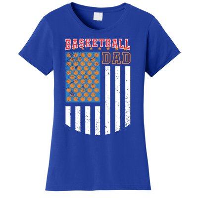 Basketball Dad Coach American Flag Sports Bball Player Daddy Gift Women's T-Shirt