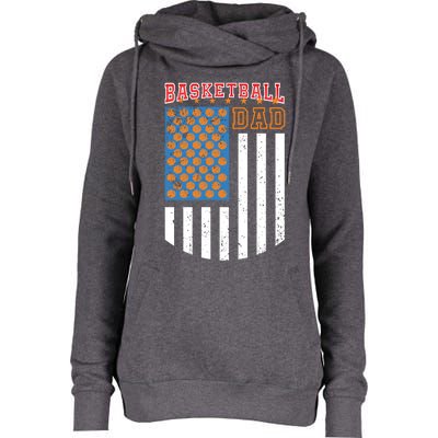 Basketball Dad Coach American Flag Sports Bball Player Daddy Gift Womens Funnel Neck Pullover Hood