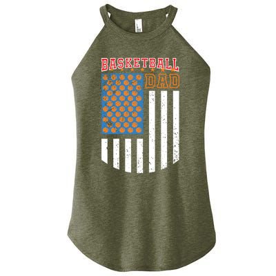 Basketball Dad Coach American Flag Sports Bball Player Daddy Gift Women's Perfect Tri Rocker Tank