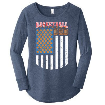 Basketball Dad Coach American Flag Sports Bball Player Daddy Gift Women's Perfect Tri Tunic Long Sleeve Shirt