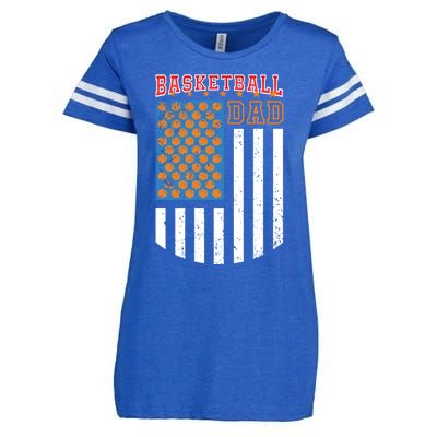 Basketball Dad Coach American Flag Sports Bball Player Daddy Gift Enza Ladies Jersey Football T-Shirt