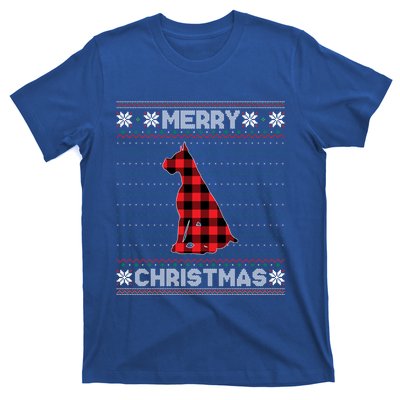 Boxer Dog Christmas Red Plaid Xmas Ugly Sweater Party Gift T-Shirt