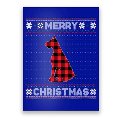 Boxer Dog Christmas Red Plaid Xmas Ugly Sweater Party Gift Poster