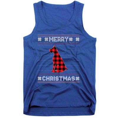 Boxer Dog Christmas Red Plaid Xmas Ugly Sweater Party Gift Tank Top