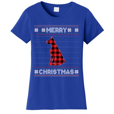 Boxer Dog Christmas Red Plaid Xmas Ugly Sweater Party Gift Women's T-Shirt