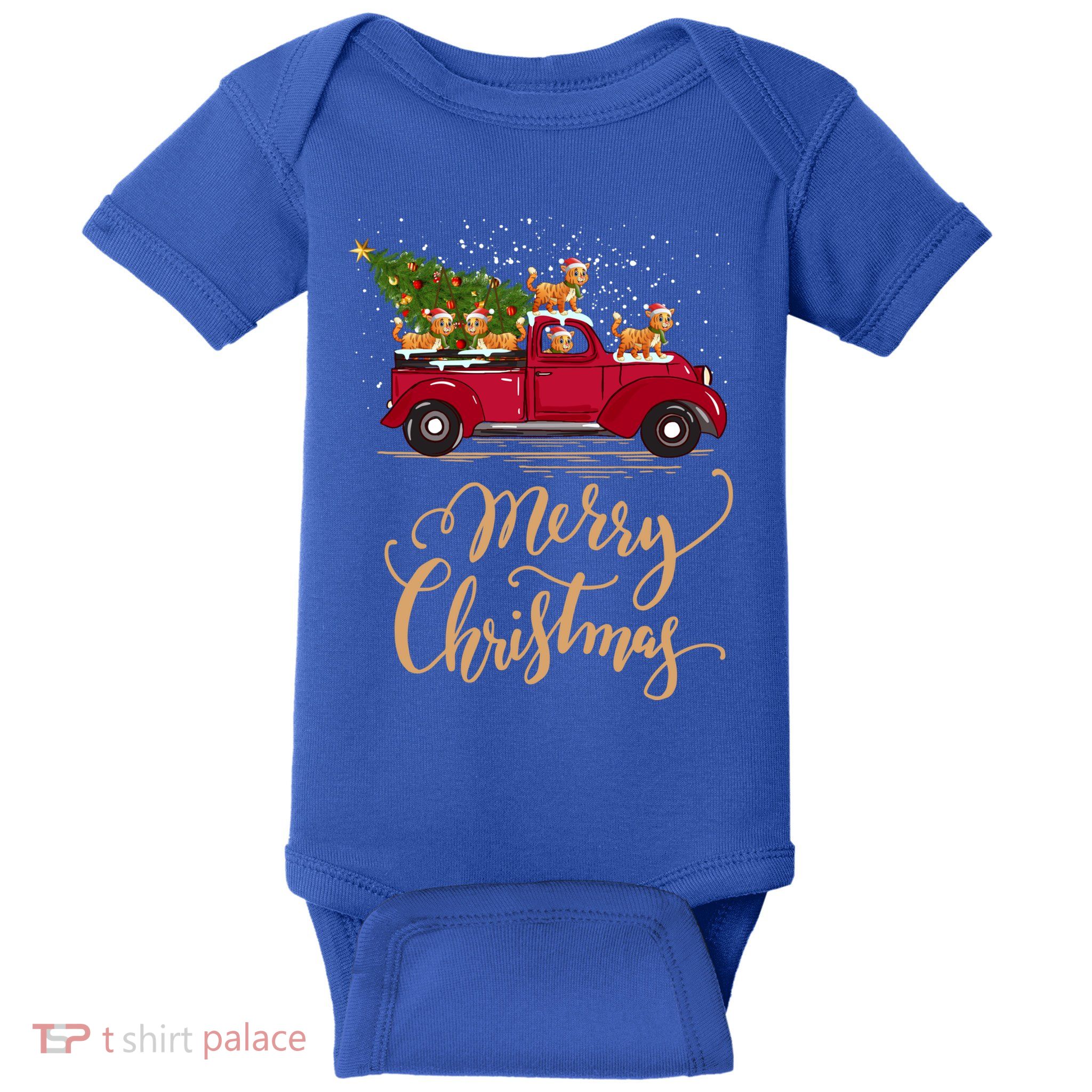 Bobcat Driving Christmas Tree Truck Bobcat Christmas Meaningful Gift Baby Bodysuit