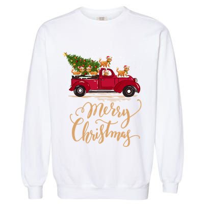Bobcat Driving Christmas Tree Truck Bobcat Christmas Meaningful Gift Garment-Dyed Sweatshirt