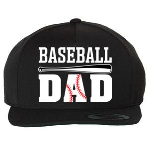 Baseball Dad Cute Gift Dad Baseball Gift Wool Snapback Cap