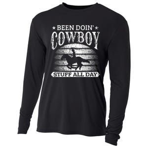 Been Doing Cow Stuff All Day Roping Racing Horse Riding Cooling Performance Long Sleeve Crew