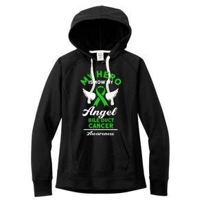 Bile Duct Cancer Awareness My Hero Is Now My Angel Bile Duct Gift Women's Fleece Hoodie