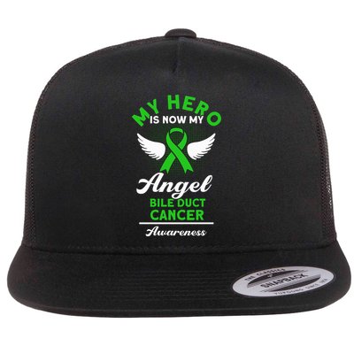 Bile Duct Cancer Awareness My Hero Is Now My Angel Bile Duct Gift Flatbill Hat