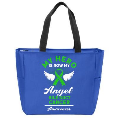 Bile Duct Cancer Awareness My Hero Is Now My Angel Bile Duct Gift Zip Tote Bag