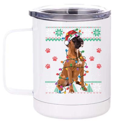 Boxer Dog Christmas Ugly Sweater Boxer Lover Xmas Gift 12 oz Stainless Steel Tumbler Cup