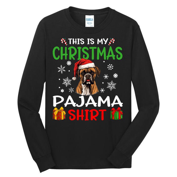 Boxer Dog Christmas Pajama Merry Xmas Tall Long Sleeve T-Shirt