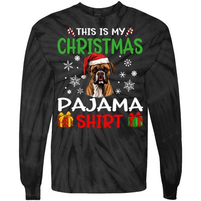 Boxer Dog Christmas Pajama Merry Xmas Tie-Dye Long Sleeve Shirt