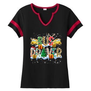 Bus Driver Christmas School Bus Driver Xmas Party Cool Gift Ladies Halftime Notch Neck Tee