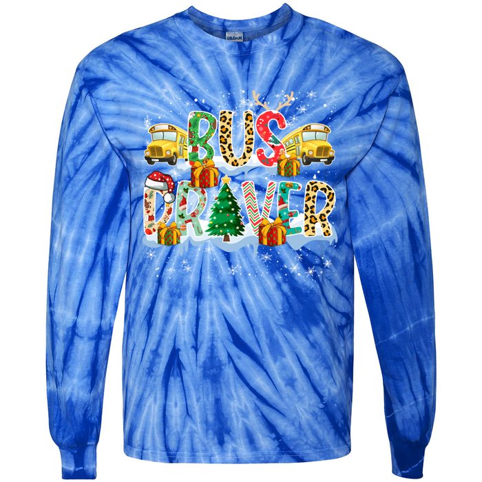 Bus Driver Christmas School Bus Driver Xmas Party Cool Gift Tie-Dye Long Sleeve Shirt