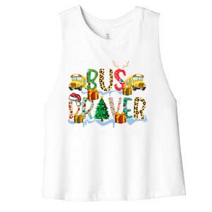 Bus Driver Christmas School Bus Driver Xmas Party Cool Gift Women's Racerback Cropped Tank