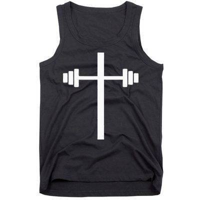 Barbell Dumbbell Cross Christian Jesus Gym Workout Lifting Tank Top