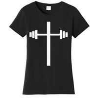 Barbell Dumbbell Cross Christian Jesus Gym Workout Lifting Women's T-Shirt