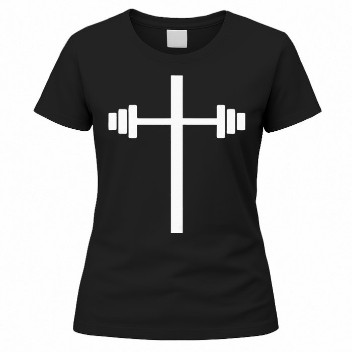 Barbell Dumbbell Cross Christian Jesus Gym Workout Lifting Women's T-Shirt