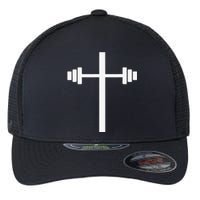 Barbell Dumbbell Cross Christian Jesus Gym Workout Lifting Flexfit Unipanel Trucker Cap