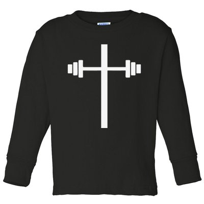 Barbell Dumbbell Cross Christian Jesus Gym Workout Lifting Toddler Long Sleeve Shirt