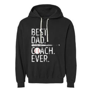 Best Dad Coach Ever Baseball Patriotic For Father's Day Garment-Dyed Fleece Hoodie