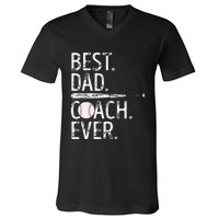 Best Dad Coach Ever Baseball Patriotic For Father's Day V-Neck T-Shirt