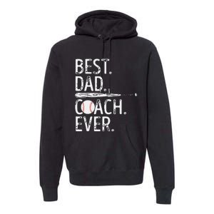 Best Dad Coach Ever Baseball Patriotic For Father's Day Premium Hoodie