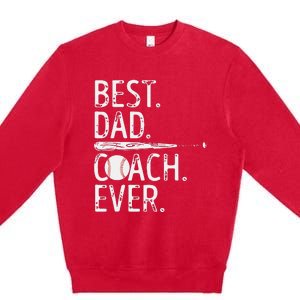 Best Dad Coach Ever Baseball Patriotic For Father's Day Premium Crewneck Sweatshirt