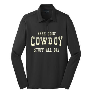 Been Doing Cowboy Stuff Western Rodeo Funny Cowboy Silk Touch Performance Long Sleeve Polo