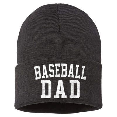 Baseball Dad Classic Bold Font FatherS Day Daddy Sustainable Knit Beanie